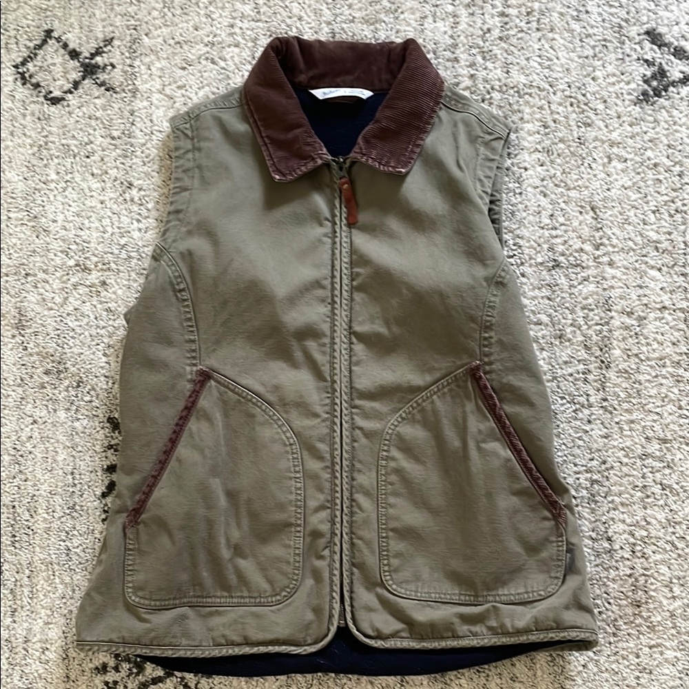 Olive Green Vest with Corduroy Accents